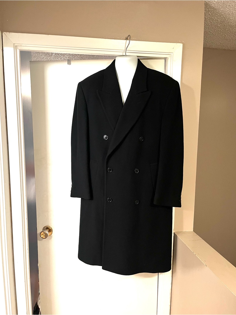 Oscar de la Renta Black Double-Breasted Pea Coat - Picture 7 of 8
